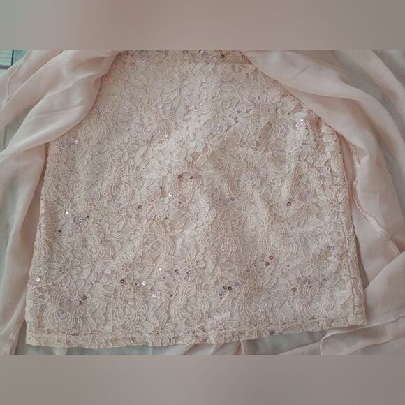 Knitworks Hi Low Halter Top Sleeveless Sequin Peach Color Dress Size 12 - Picture 5 of 13